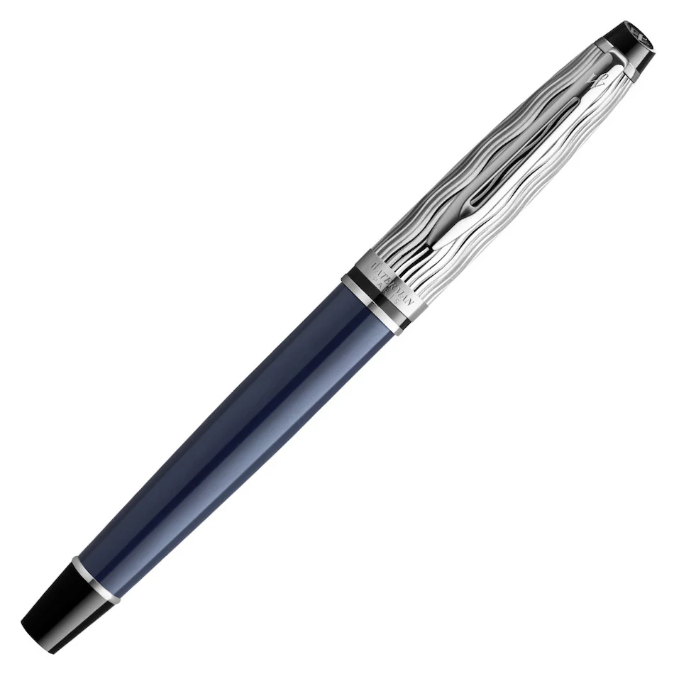Waterman Expert Deluxe Fountain Pen Special Edition Blue with Chrome Trim - Image 2