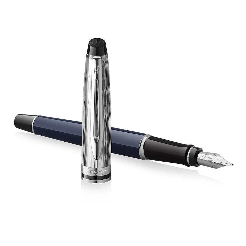Waterman Expert Deluxe Fountain Pen Special Edition Blue with Chrome Trim - Image 4
