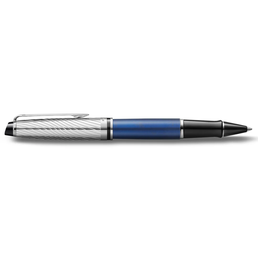 Waterman Expert Deluxe Rollerball Pen Metal & Blue Lacquer with Palladium Trim - Image 2