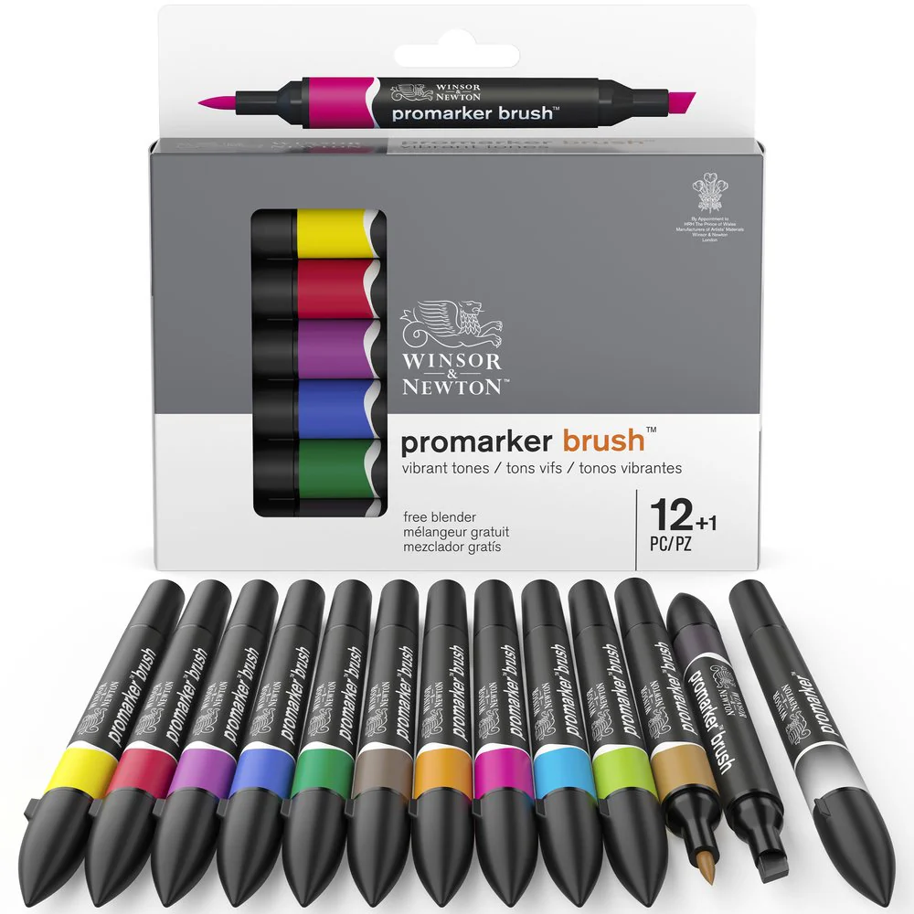 Winsor & Newton Promarker Brush Set of 12+1 Vibrant Tones - Image 3