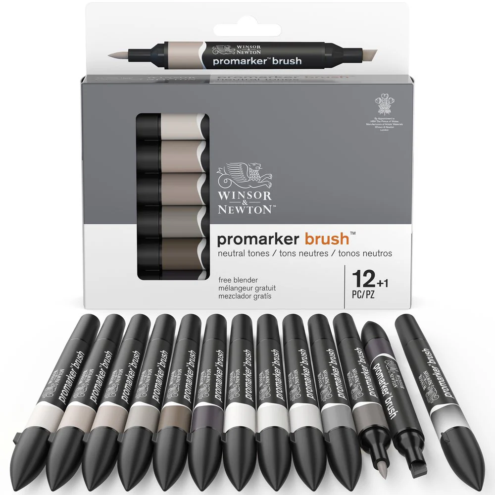 Winsor & Newton Promarker Brush Set of 12 Neutral Tones - Image 3