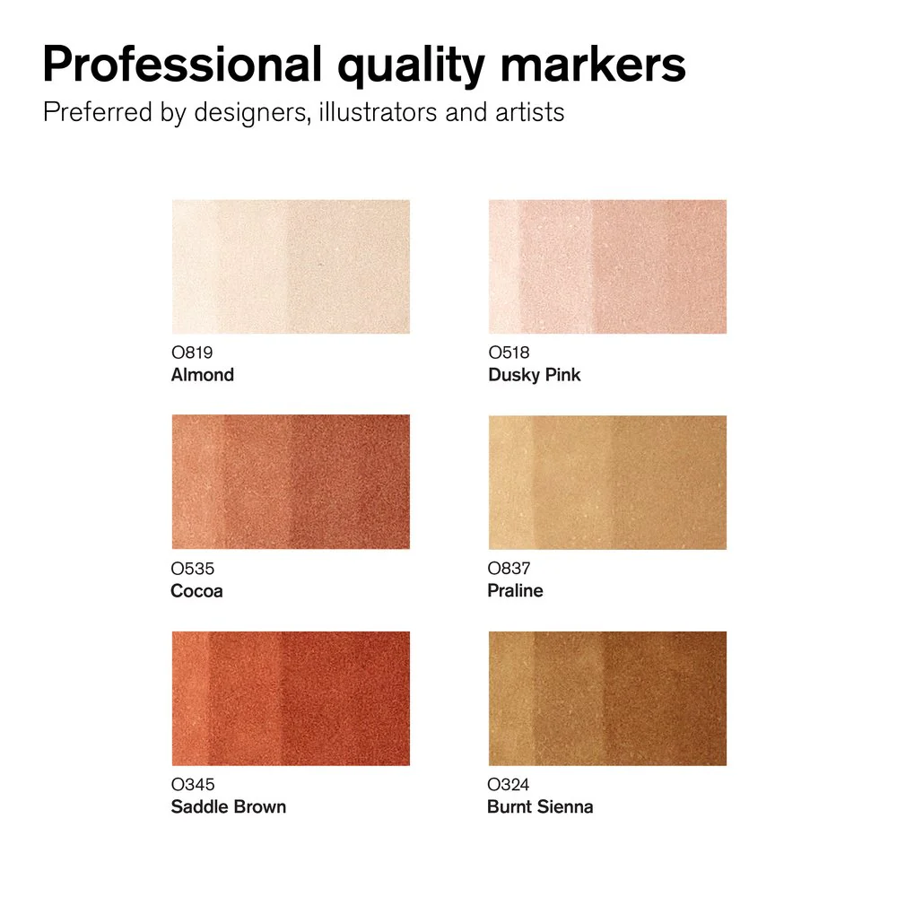 Winsor & Newton Promarker Brush Set of 6 Skin Tones - Image 2