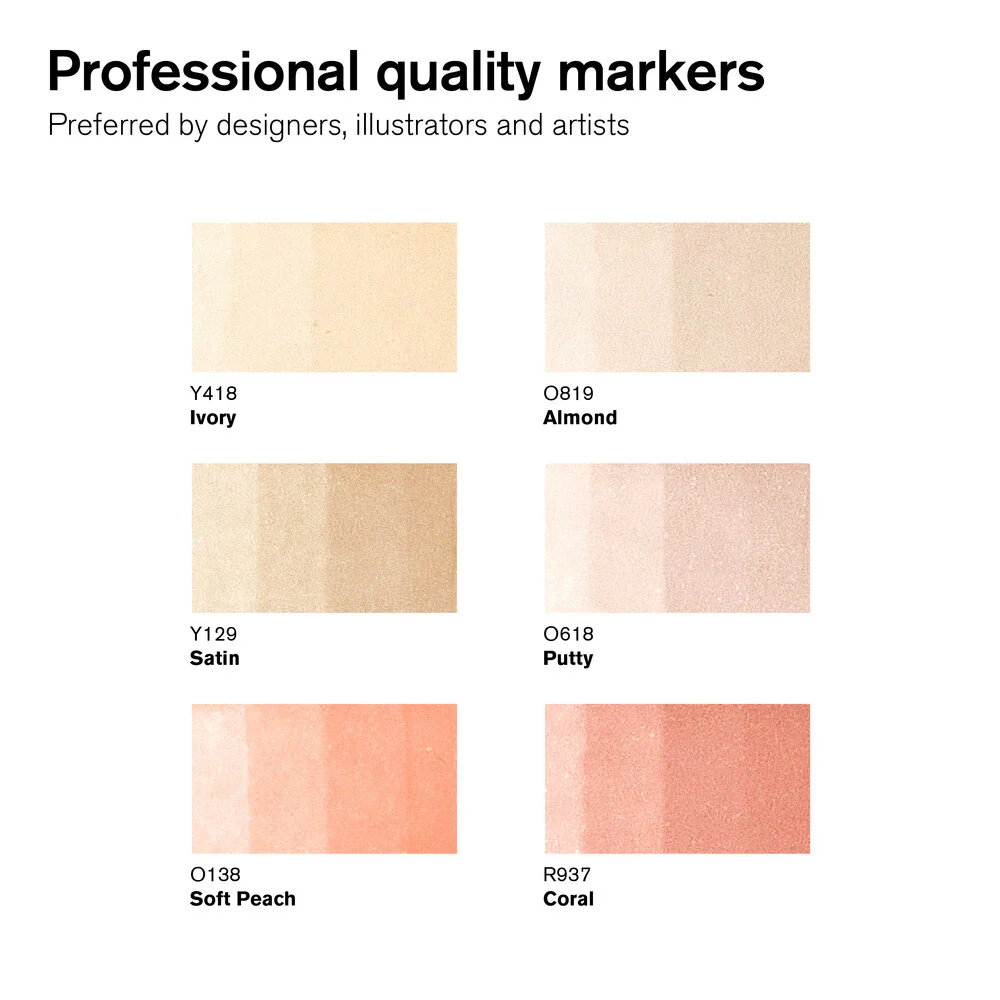 Winsor & Newton ProMarkers Set of 6 Skin Tones - Set 1 - Image 2