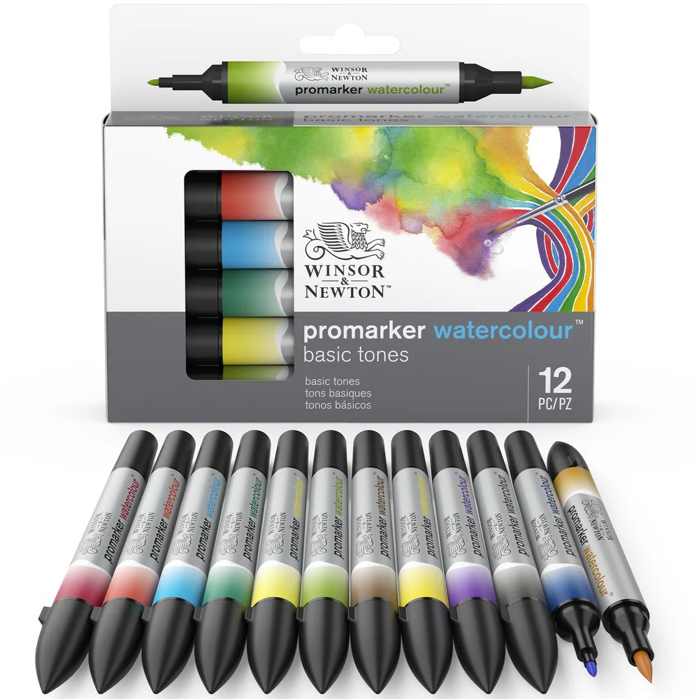 Winsor & Newton Water Colour Marker Set of 12 Basic - Image 3
