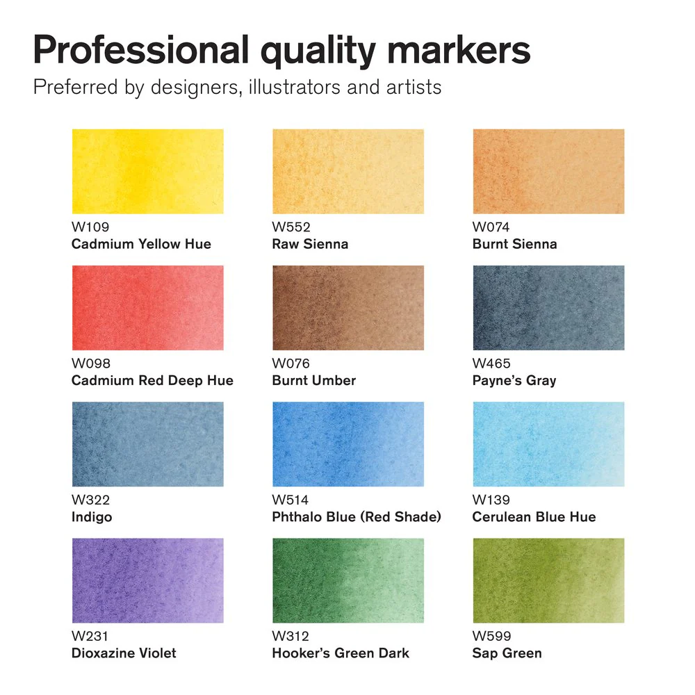 Winsor & Newton Water Colour Marker Set of 12 Landscape - Image 2