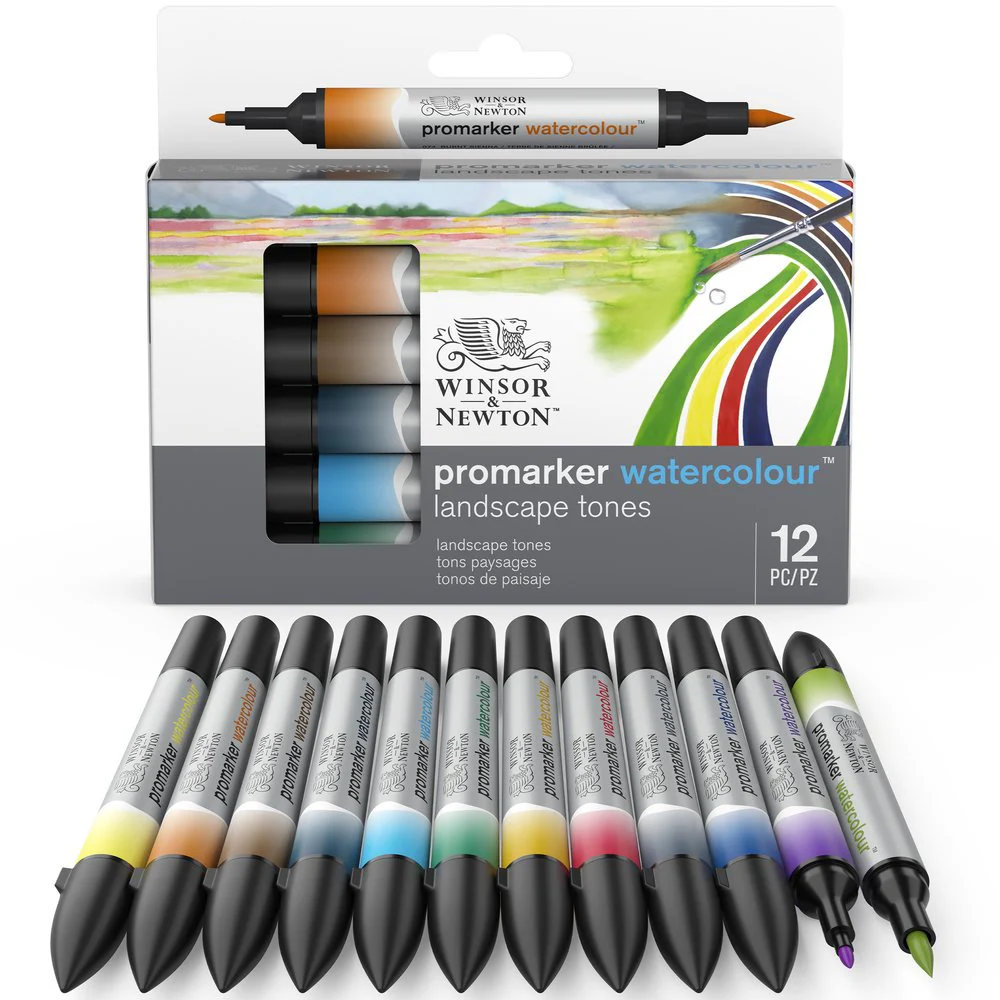 Winsor & Newton Water Colour Marker Set of 12 Landscape - Image 3