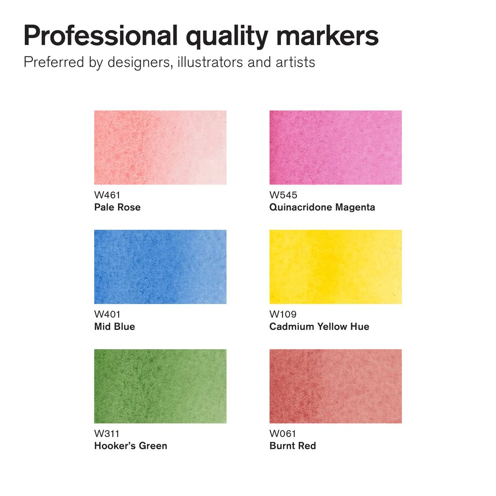 Winsor & Newton Water Colour Markers Set of 6 Floral - Image 2