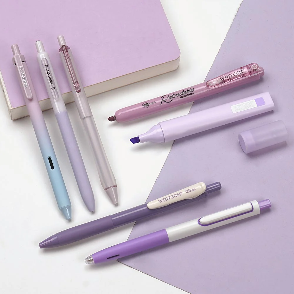 WRITECH 7 Piece Writing Set Purple and Black - Image 3