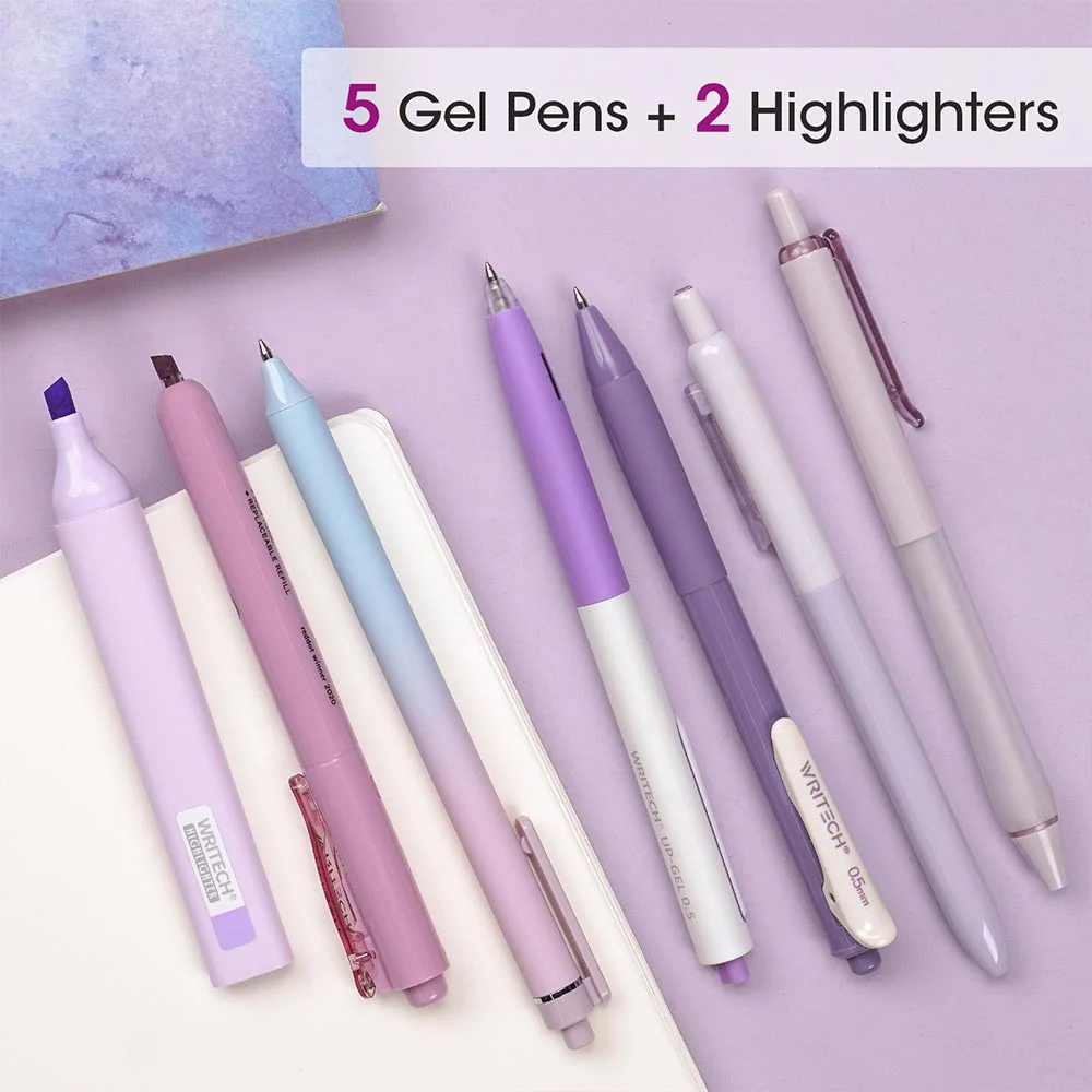 WRITECH 7 Piece Writing Set Purple and Black - Image 4