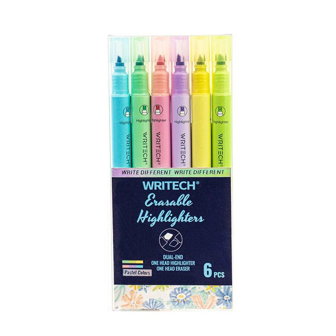 WRITECH Erasable Highlighters Set of 6 Pastel