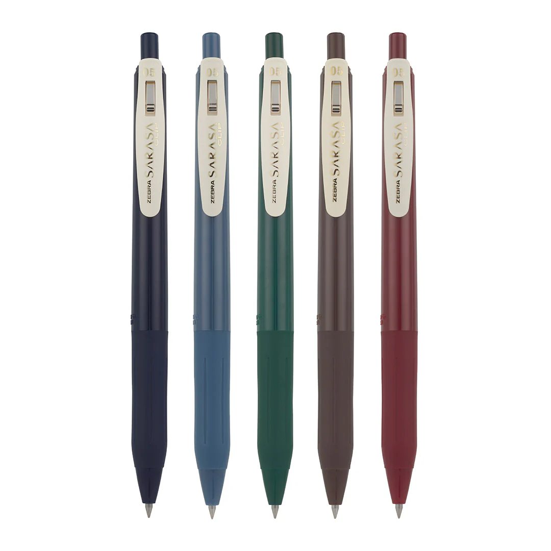 Zebra Sarasa Clip 0.5mm Gel Rollerball Pen Set of 5 Vintage Colours 1 - Image 2