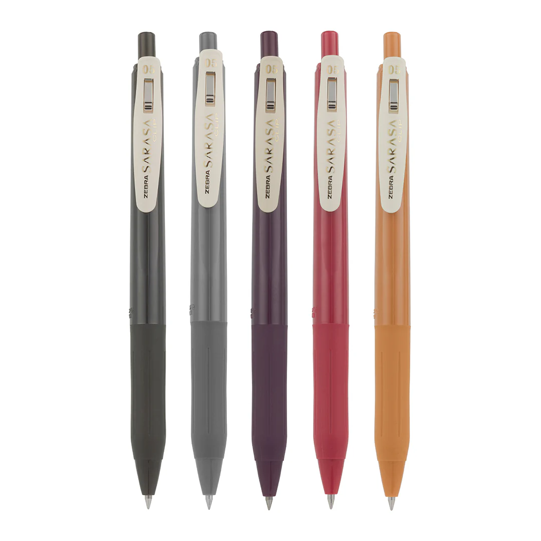 Zebra Sarasa Clip 0.5mm Gel Rollerball Pen Set of 5 Vintage Colours 2 - Image 2